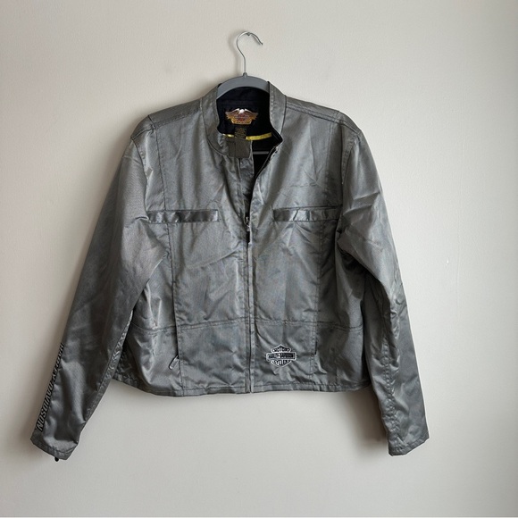 Harley-Davidson Jackets & Blazers - Harley Davidson Silver Moto Cropped Riding Jacket XL